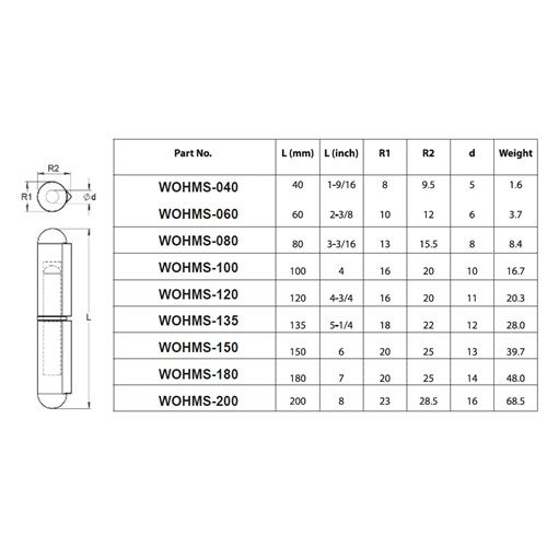 WELD ON HINGE 40MM STEEL - STE